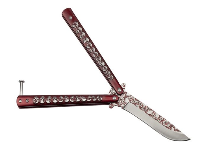 Balisong peilis full skull RED - Image 3