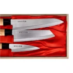 Satake Megumi virtuvės peilių rinkinys: šefo peilis, Santoku Bunka ir universalus peilis - Image 4