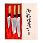 Satake Megumi virtuvės peilių rinkinys: šefo peilis, Santoku Bunka ir universalus peilis - Image 3