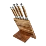 Laguiole Style de Vie Olive Wood virtuvinių peilių rinkinys su magnetiniu stovu - Image 2