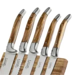 Laguiole Style de Vie Olive Wood virtuvinių peilių rinkinys su magnetiniu stovu - Image 3